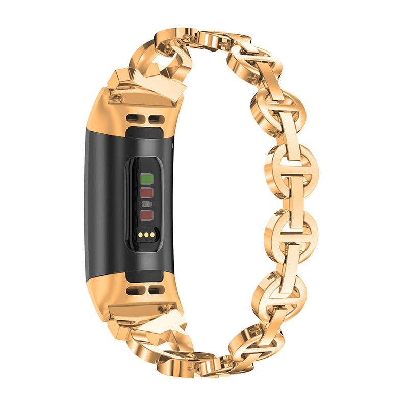 For Fitbit Charge 3 4 Stylish Rhinestones Decor Metal Smart Watch Strap Replacement Wrist Band For Fitbit Charge 3 4 Stylish Rhinestones Decor Metal Smart Watch Strap Replacement Wrist Band